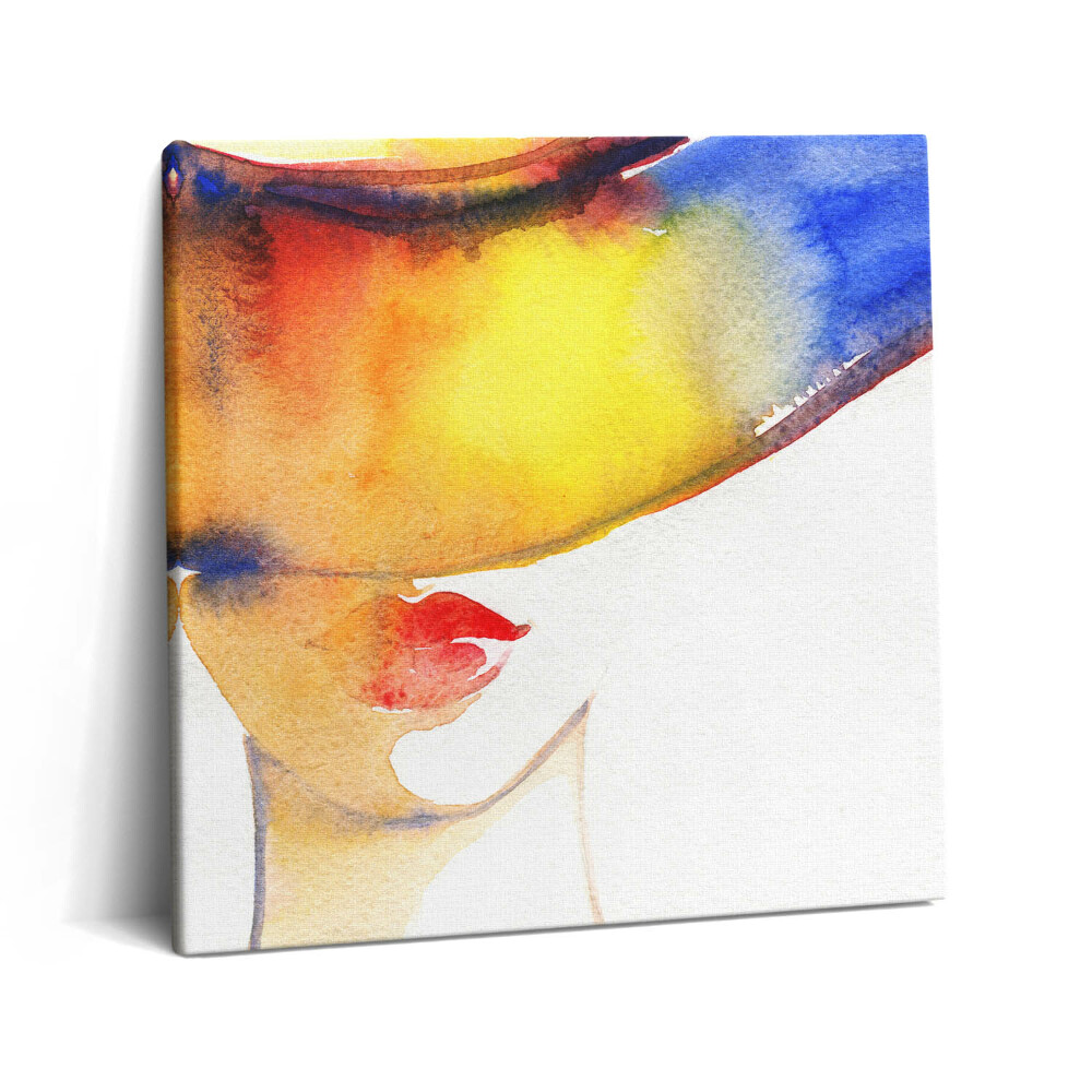 Vászonkép 60x60 Nő kalapban