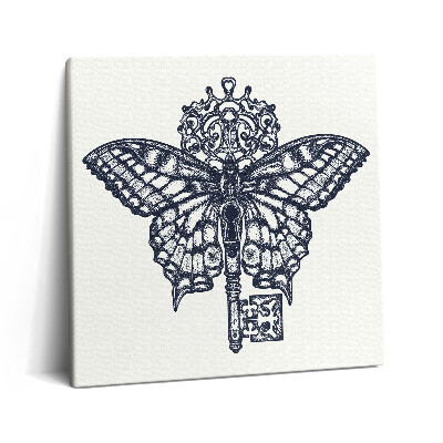 Vászonkép 60x60 Boho stílusú pillangó és kulcs
