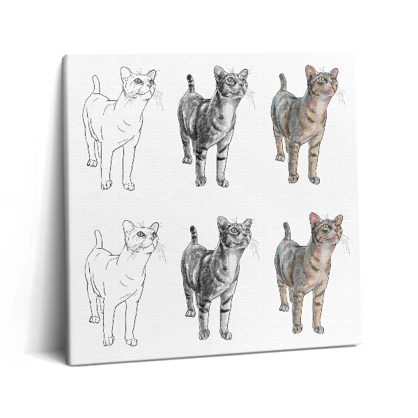 Vászonkép 60x60 Illusztráció egy aranyos kíváncsi macskáról