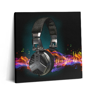 Vászonkép 60x60 Fejhallgató és hanghullámok