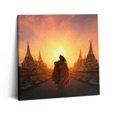 Vászonkép 60x60 Templom és vándorló szerzetes