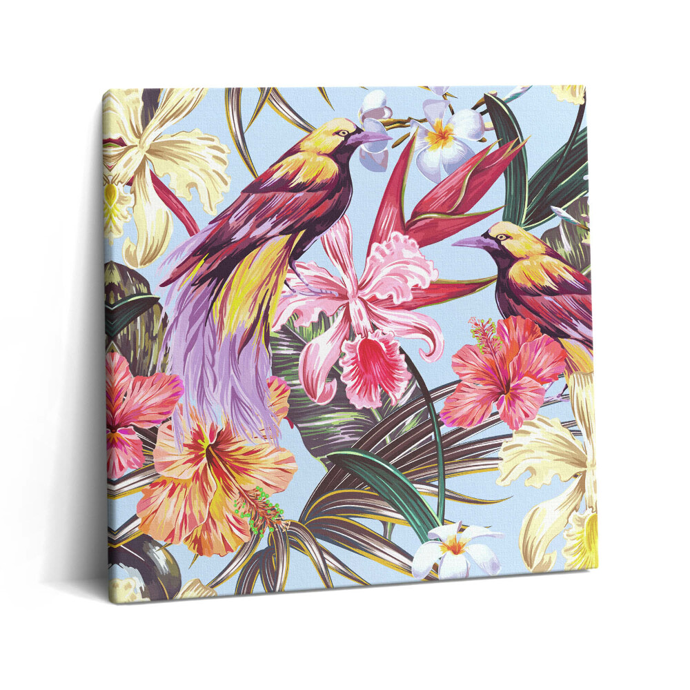 Vászonkép 60x60 Madarak ábrázolása egy ágon