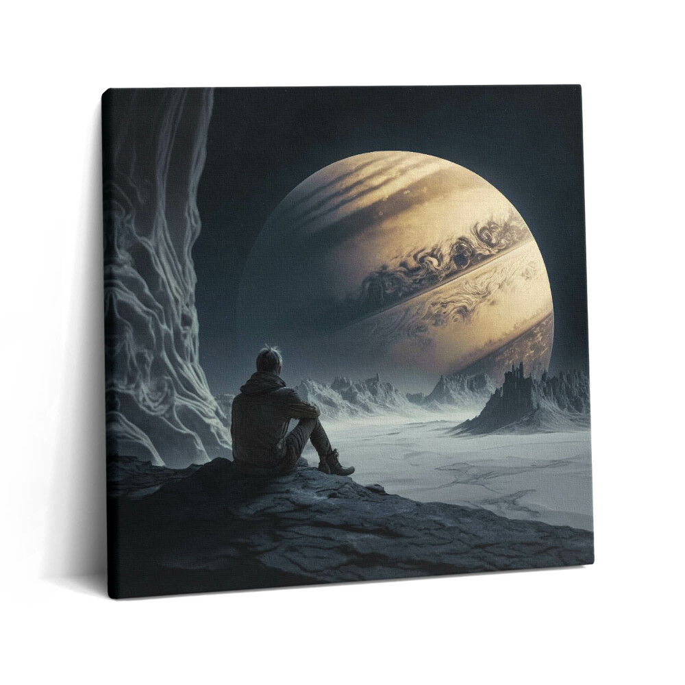 Vászonkép 60x60 Ember az űrben és a bolygón