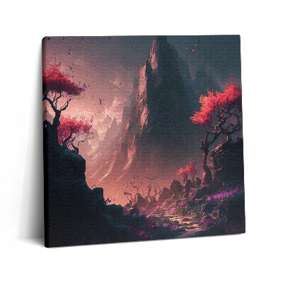 Vászonkép 60x60 Varázslatos erdő és hegyek