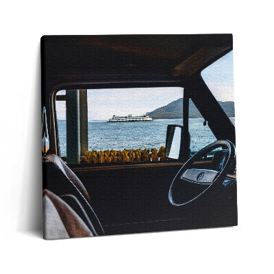 Vászonkép 60x60 Nyaralás autóval és vízparton