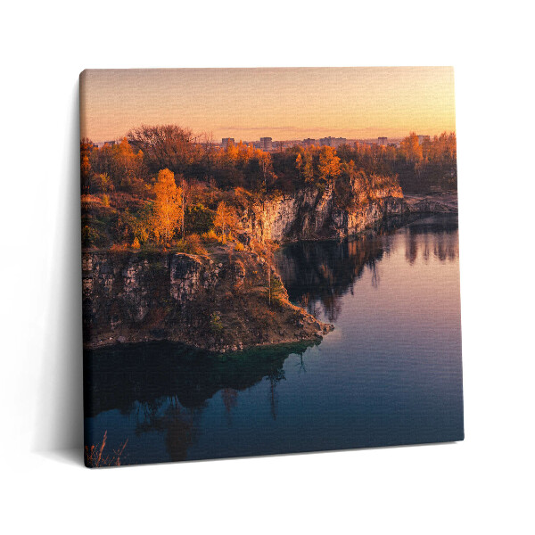Vászonkép 60x60 A krakkói Zakrzówek-tó ősszel