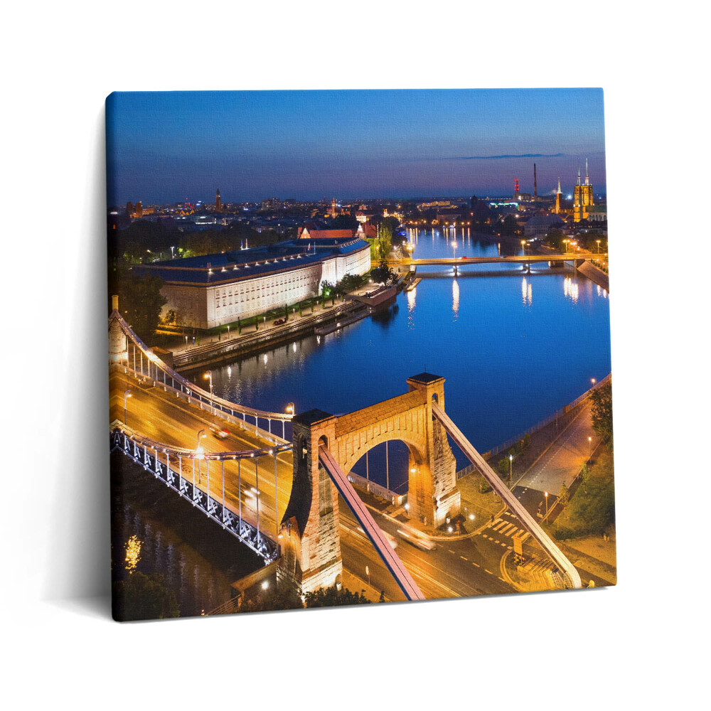 Vászonkép 60x60 Wroclaw város éjszaka