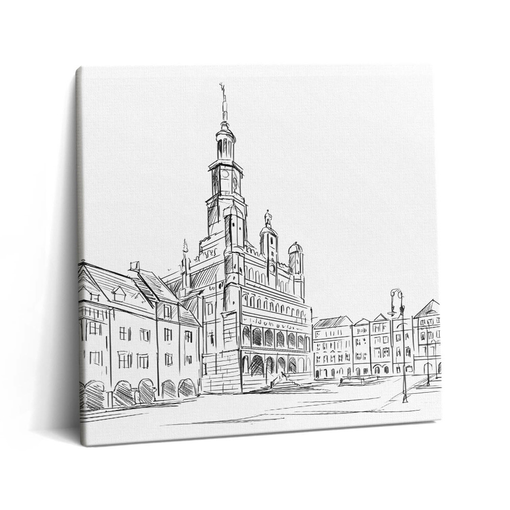 Vászonkép 60x60 Poznan óvárosának vázlata