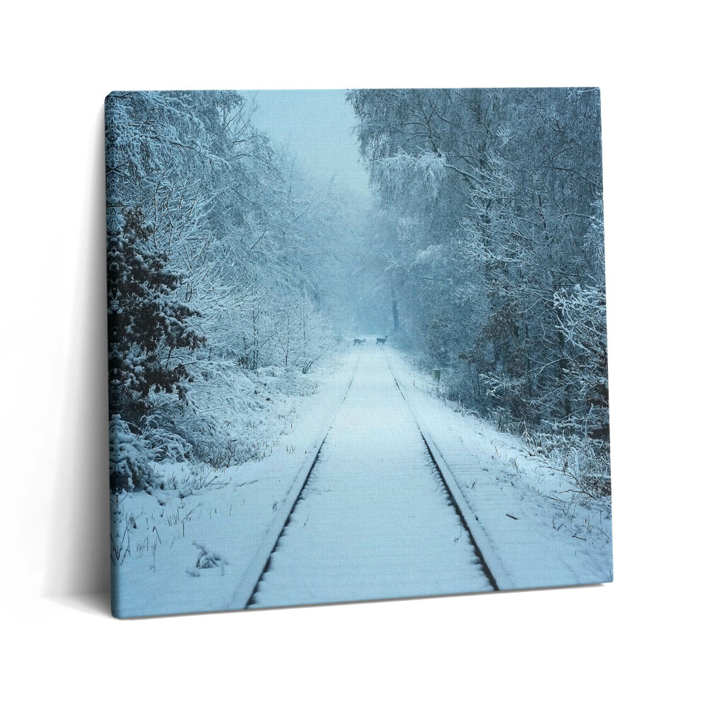 Vászonkép 60x60 Szarvas a síneken