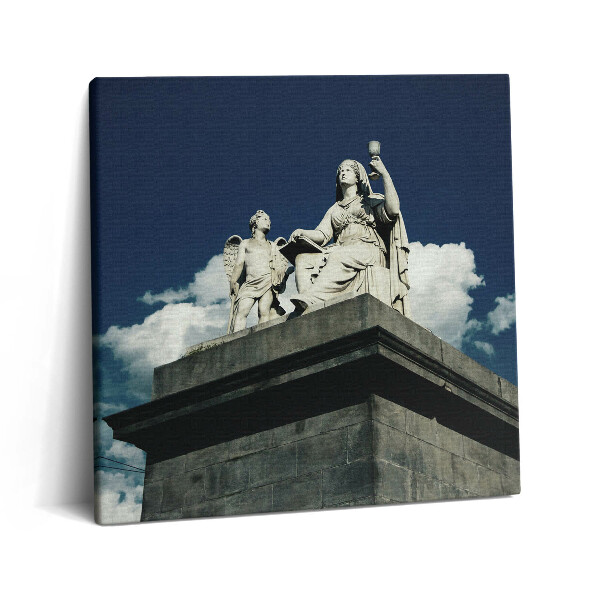 Vászonkép 60x60 Egy nő és egy angyal szobra