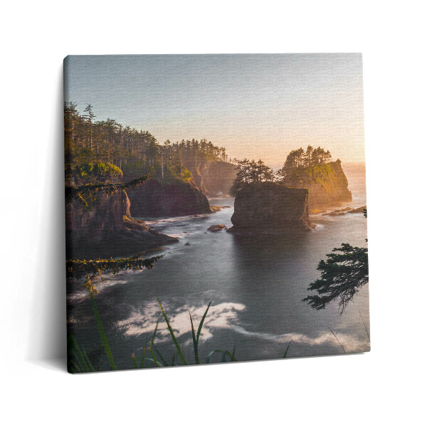 Vászonkép 60x60 Sziklás táj és naplemente