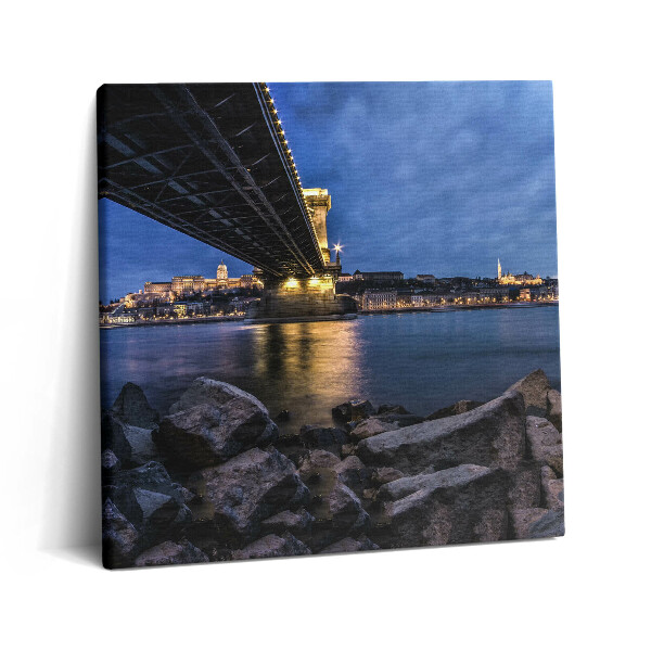 Vászonkép 60x60 Sziklás part egy híd alatt