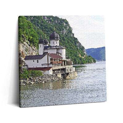 Vászonkép 60x60 Templom a vízparton