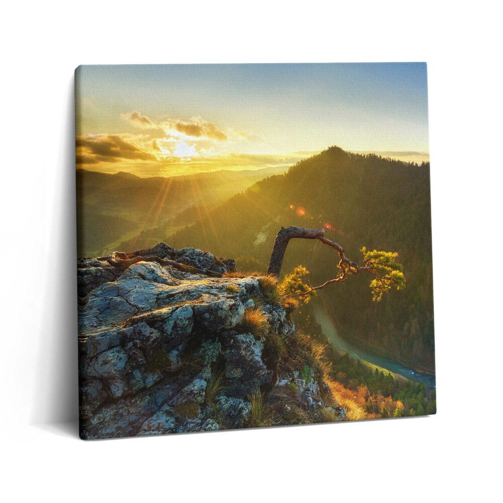 Vászonkép 60x60 Naplemente a hegyek felett