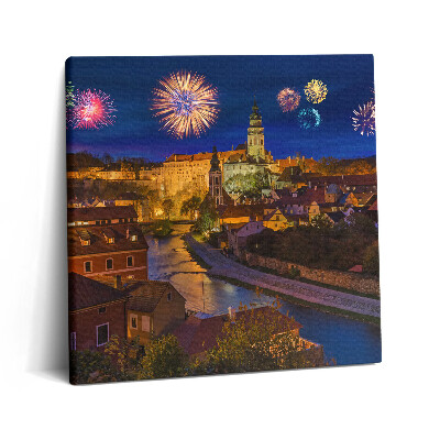 Vászonkép 60x60 Tűzijáték Krumlov Csehország