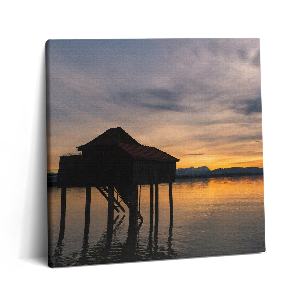 Vászonkép 60x60 Naplemente a Bodeni-tó felett