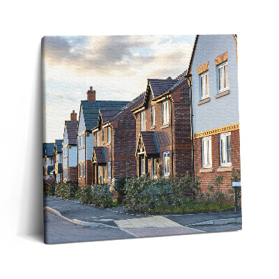 Vászonkép 60x60 Házak Angliában naplementében
