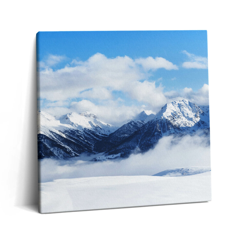 Vászonkép 60x60 Panoráma a francia Alpok téli hegyeiről
