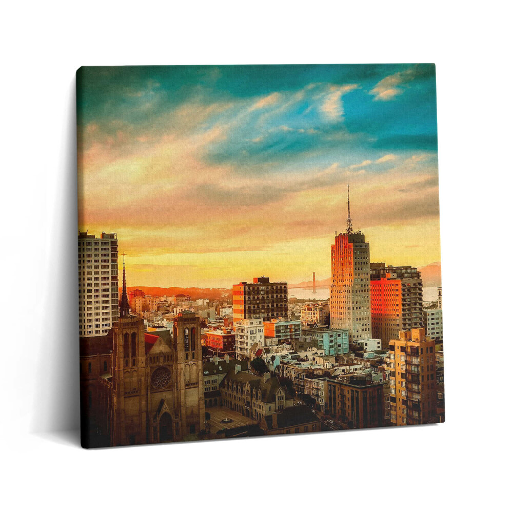 Vászonkép 60x60 A város panorámája napfelkeltekor