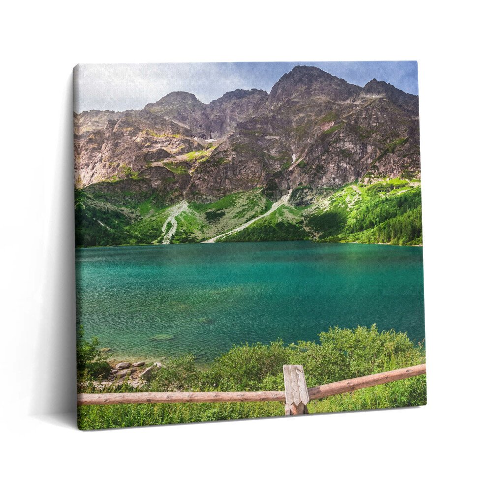 Vászonkép 60x60 Tájkép egy tóról a hegyekben