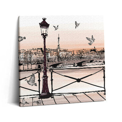 Vászonkép 60x60 Naplemente a Szajna felett