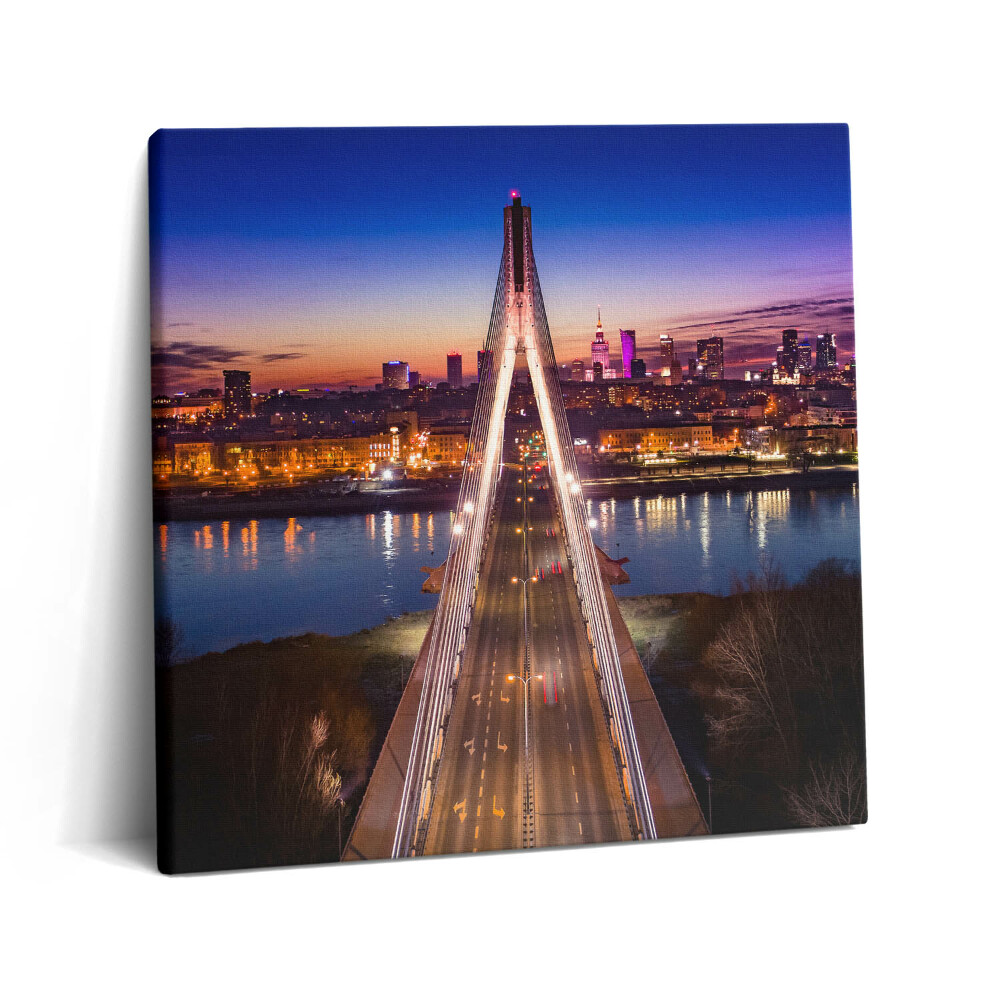 Vászonkép 60x60 Híd és a város este