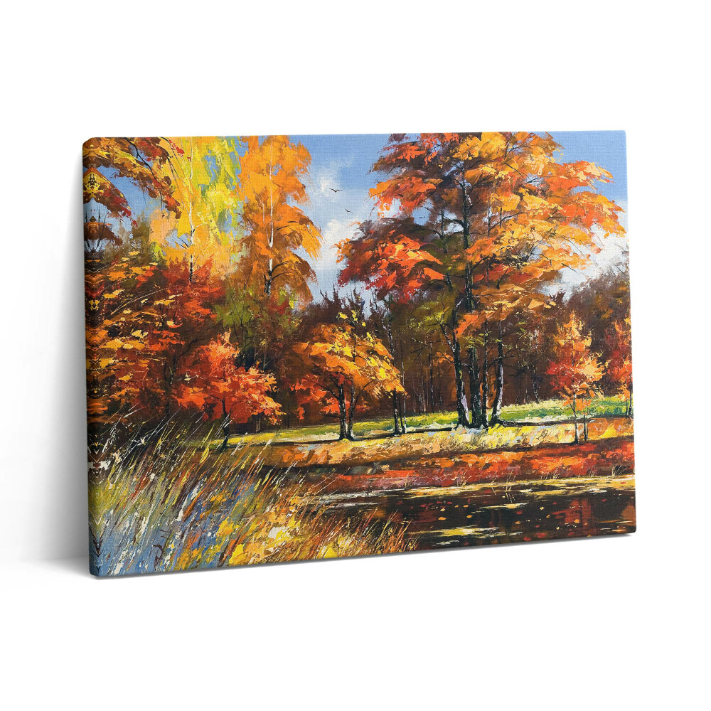 Vászonkép falra 80x60 Festett ősz és folyó