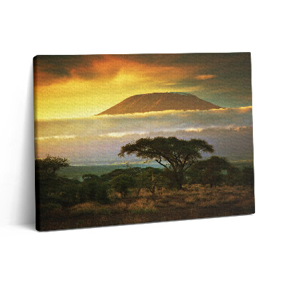 Vászonkép falra 80x60 A Kilimandzsáró hegy és a felhővonal naplementekor
