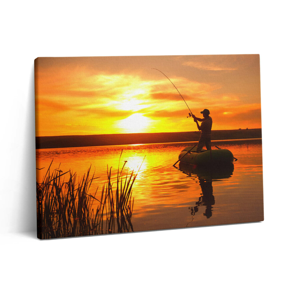 Vászonkép falra 80x60 Halász és naplemente