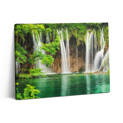 Vászonkép falra 80x60 Természet - vízesés és tó növényzete