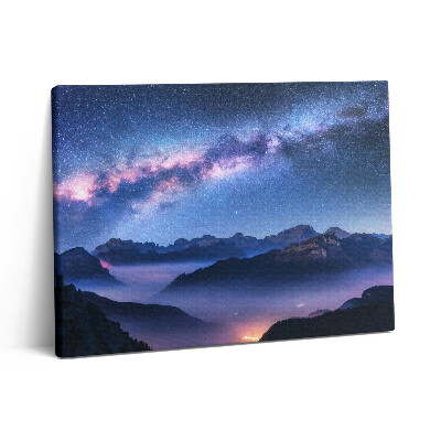 Vászonkép falra 80x60 Csillagos égbolt a hegyek felett