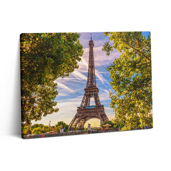 Vászonkép falra 80x60 Eiffel-torony a fák között