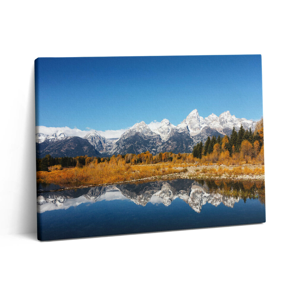 Vászonkép falra 80x60 Hegyi tó és őszi fák