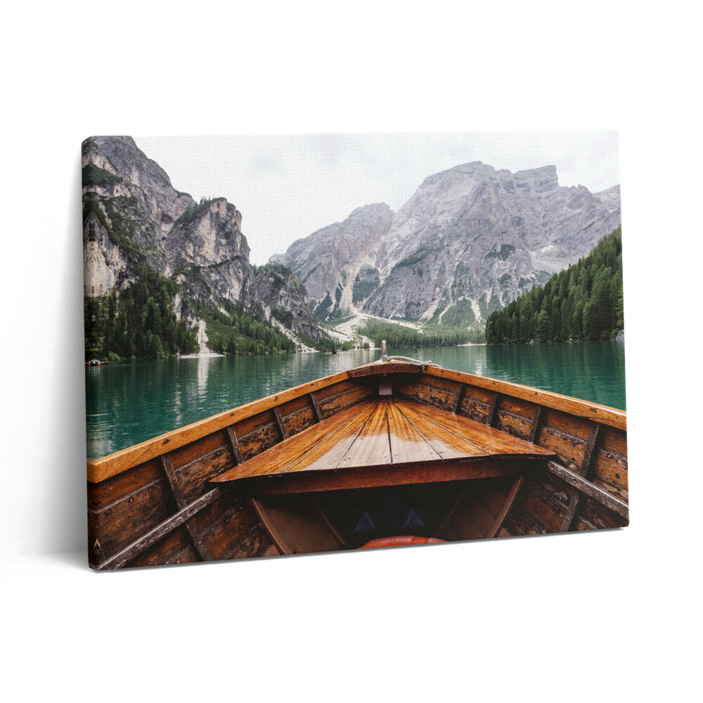 Vászonkép falra 80x60 Csónak egy hegyi tavon