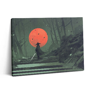 Vászonkép falra 80x60 Szamurájok az erdőben és a hold éjszaka