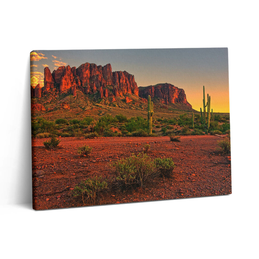 Vászonkép falra 80x60 Naplemente egy heggyel Phoenixben Arizonában