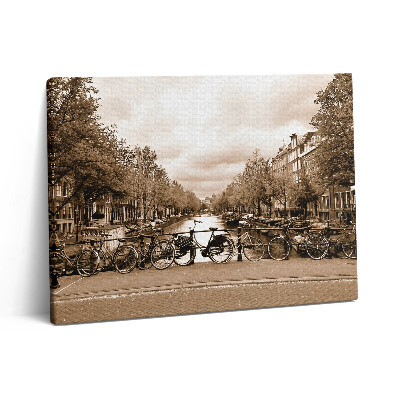 Vászonkép falra 80x60 Amszterdam látképe kerékpáron