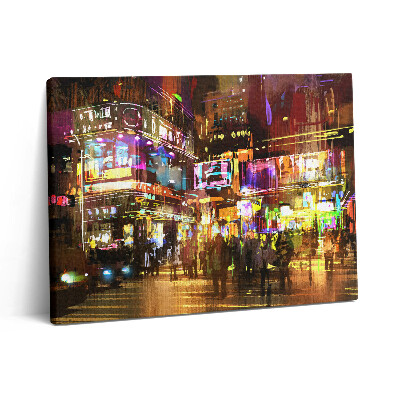 Vászonkép falra 80x60 Illusztráció egy éjszakai városról - modern utcák