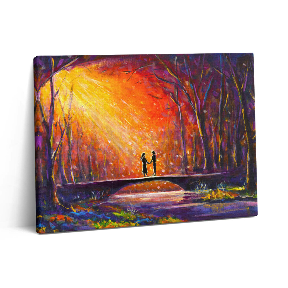 Vászonkép falra 80x60 Szerelmes pár akvarellel festve