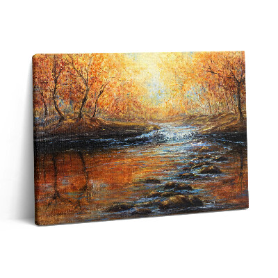 Vászonkép falra 80x60 Festékkel festett őszi erdő