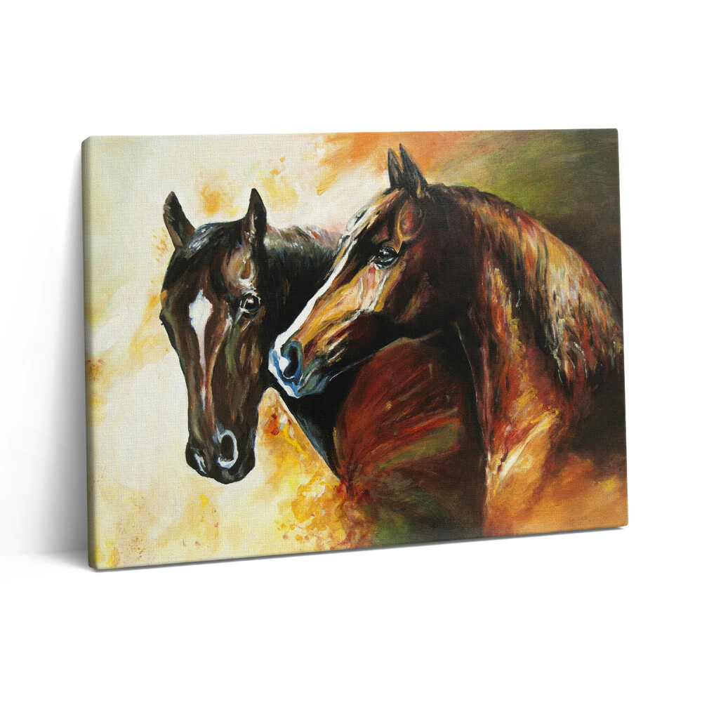 Vászonkép falra 80x60 Két ló akvarellel festve