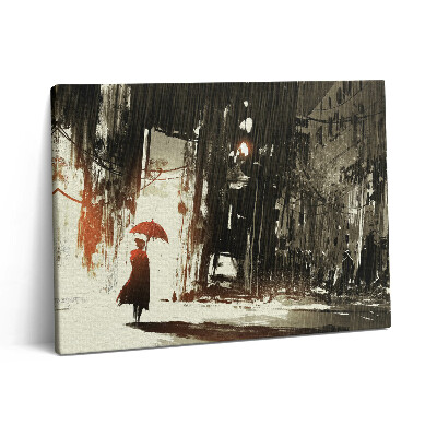 Vászonkép falra 80x60 Festett nő esernyővel