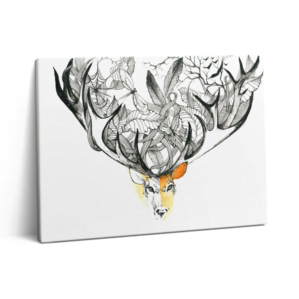 Vászonkép falra 80x60 Illusztráció az állatokról és a természetről - szarvas