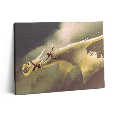 Vászonkép falra 80x60 Illusztráció egy sárkánylovasról