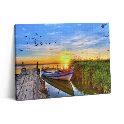 Vászonkép falra 80x60 Tóra néző kilátás és naplemente