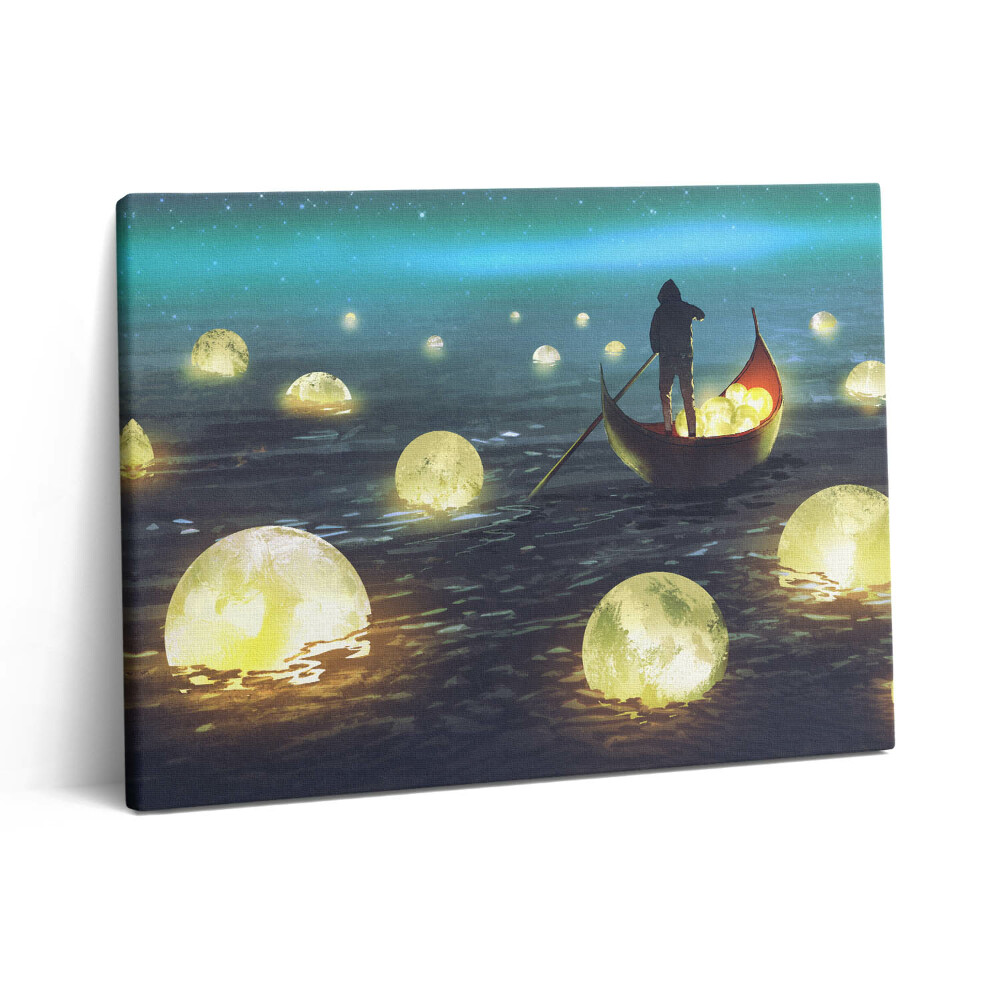 Vászonkép falra 80x60 Csónakok és holdak ábrázolása