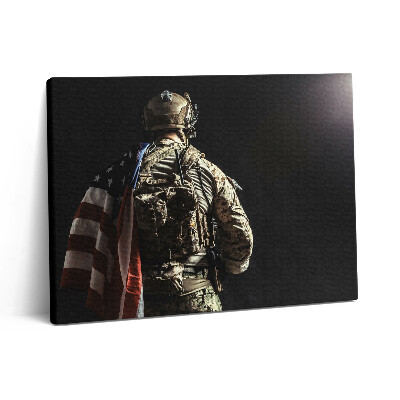 Vászonkép falra 80x60 Katona zászlóval