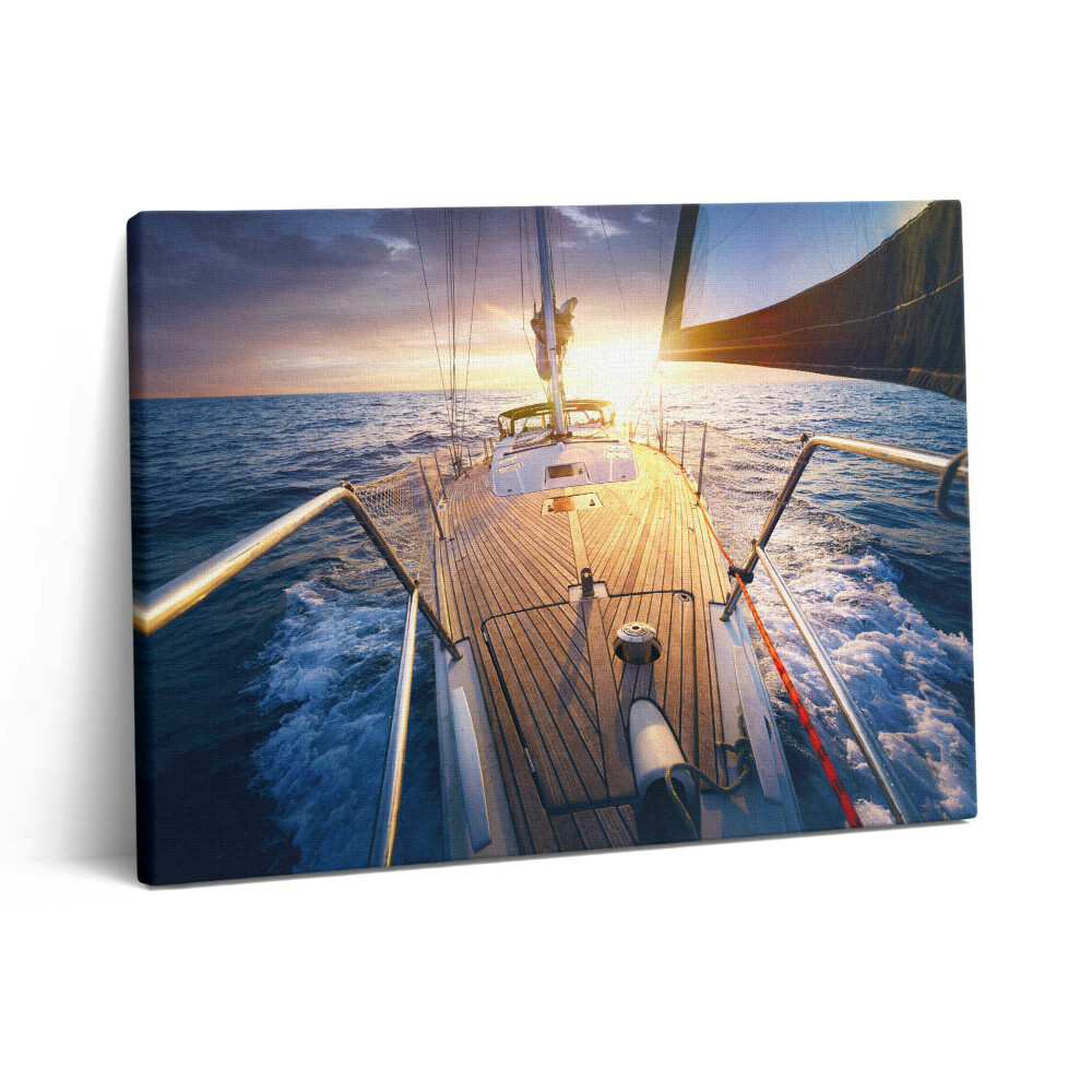 Vászonkép falra 80x60 Naplemente egy vitorlás fedélzetén
