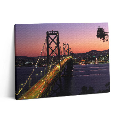 Vászonkép falra 80x60 San Francisco híd és naplemente