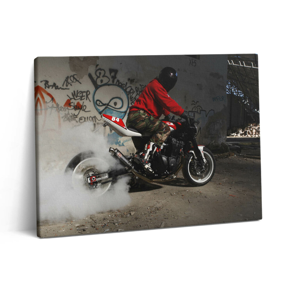 Vászonkép falra 80x60 Motoros férfi és graffiti